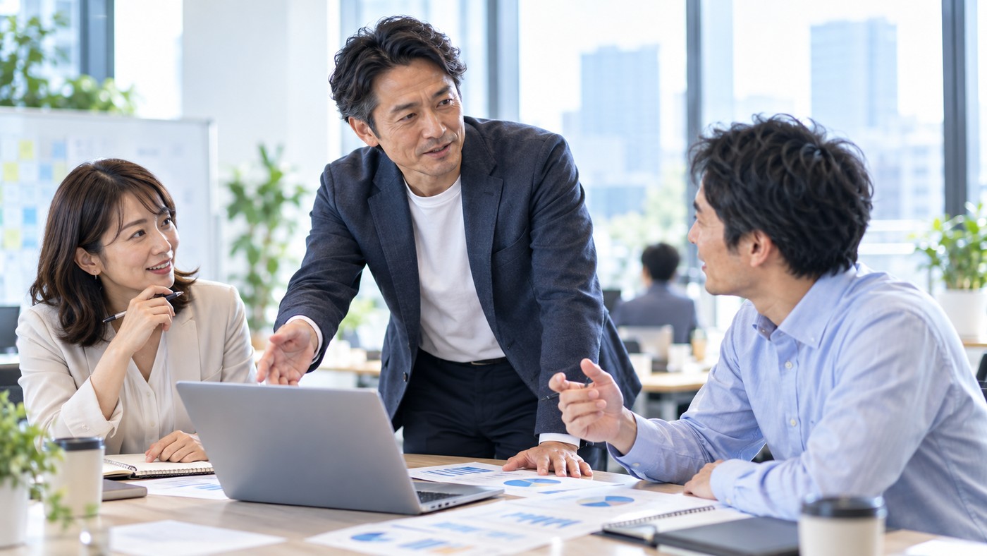 40代の会社員が経験を生かして仕事上の問題へ対応する様子