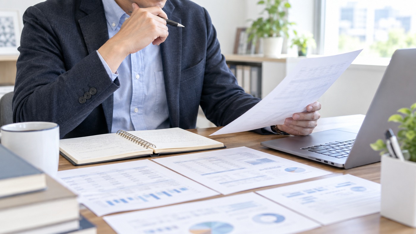 給与や福利厚生など今の会社の条件を比較する手元