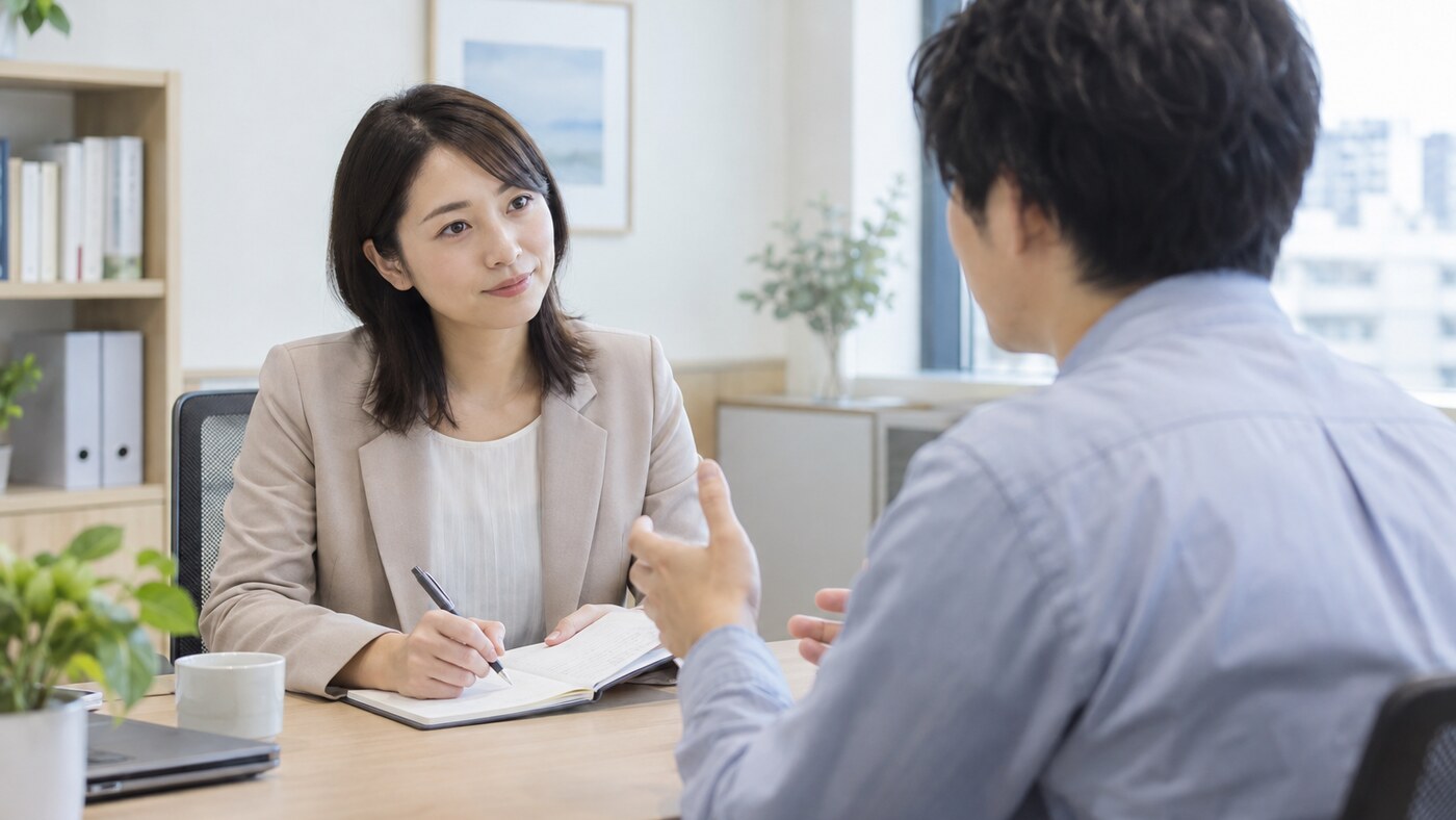 求職者の話を丁寧に聞く日本人キャリアアドバイザー