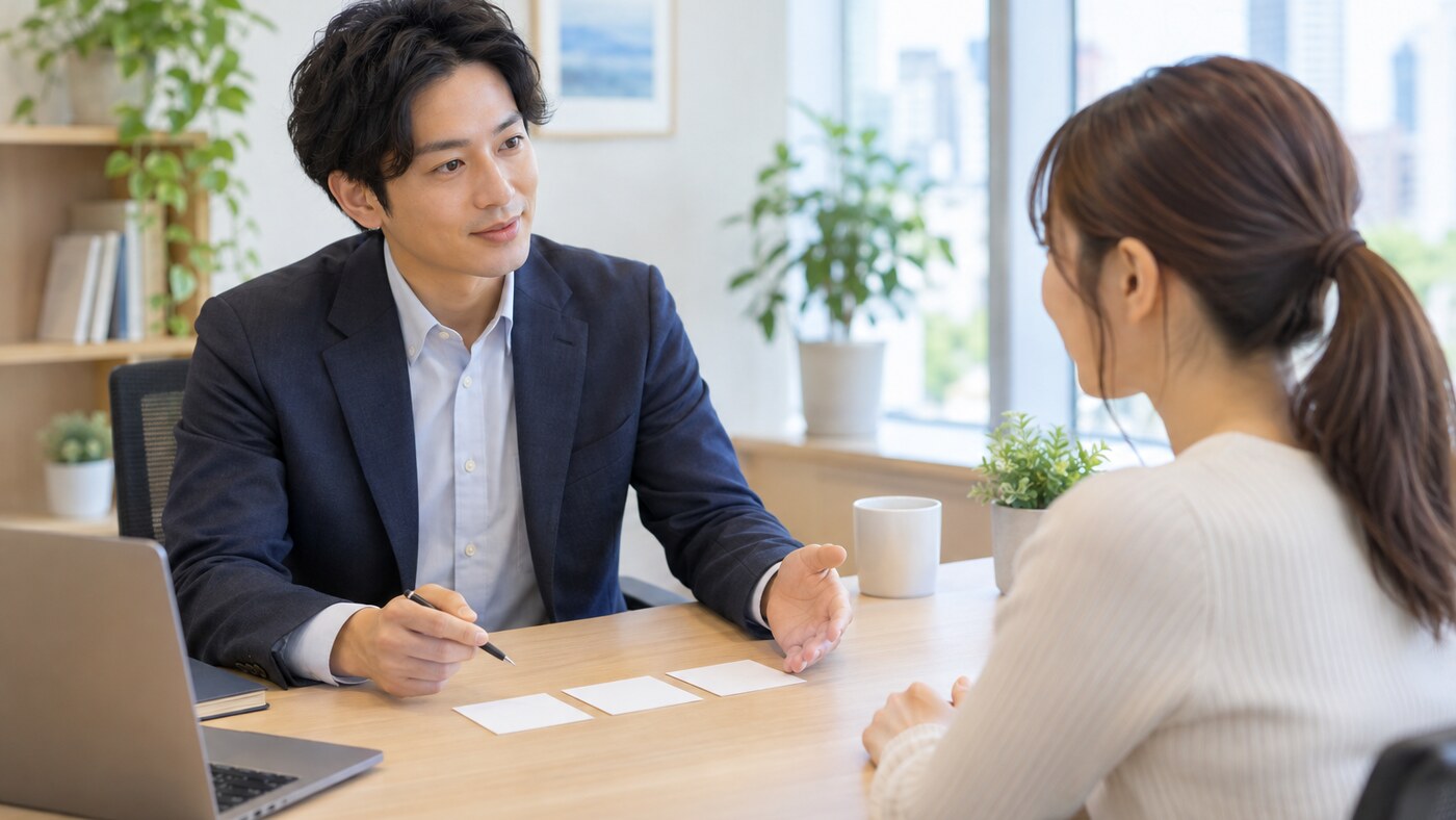 求職者の話を聞き希望を整理するキャリアアドバイザー