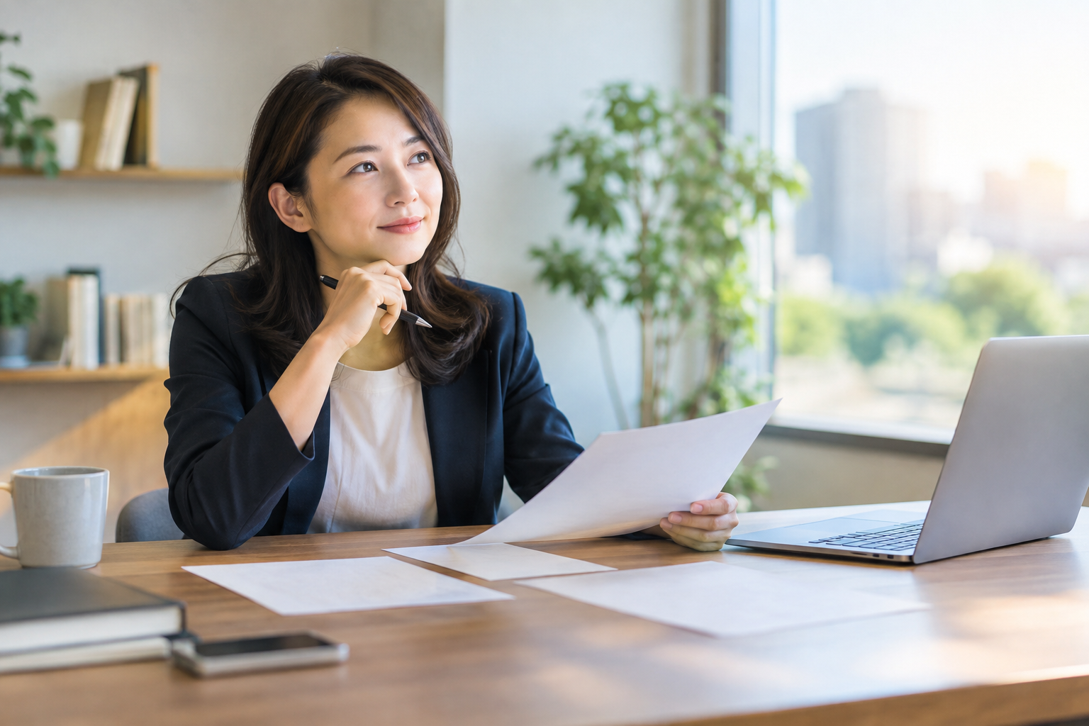 キャリアアドバイザーが転職や社内異動などの選択肢を比較している様子