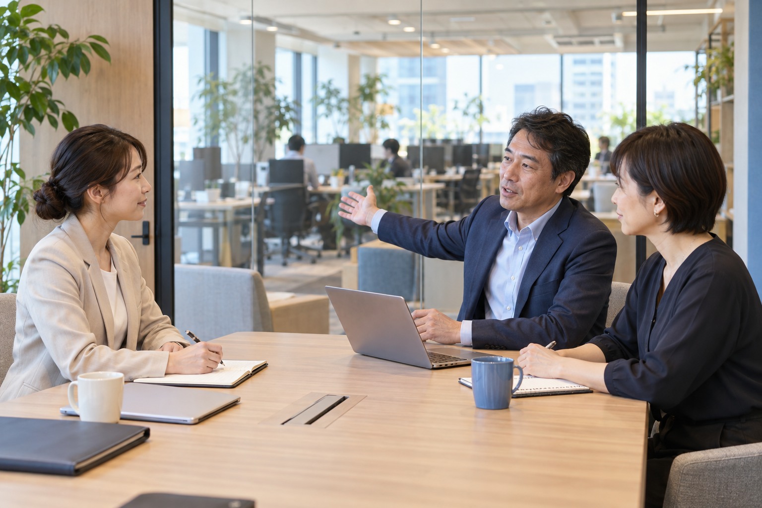 求人企業から仕事内容と採用条件を聞く担当者