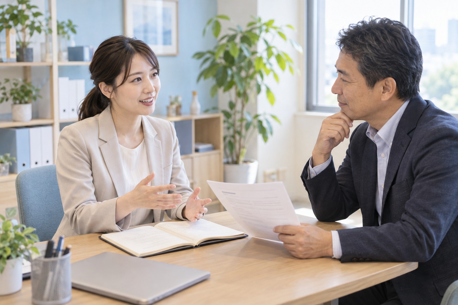 雇用条件と試用期間を確認する応募者