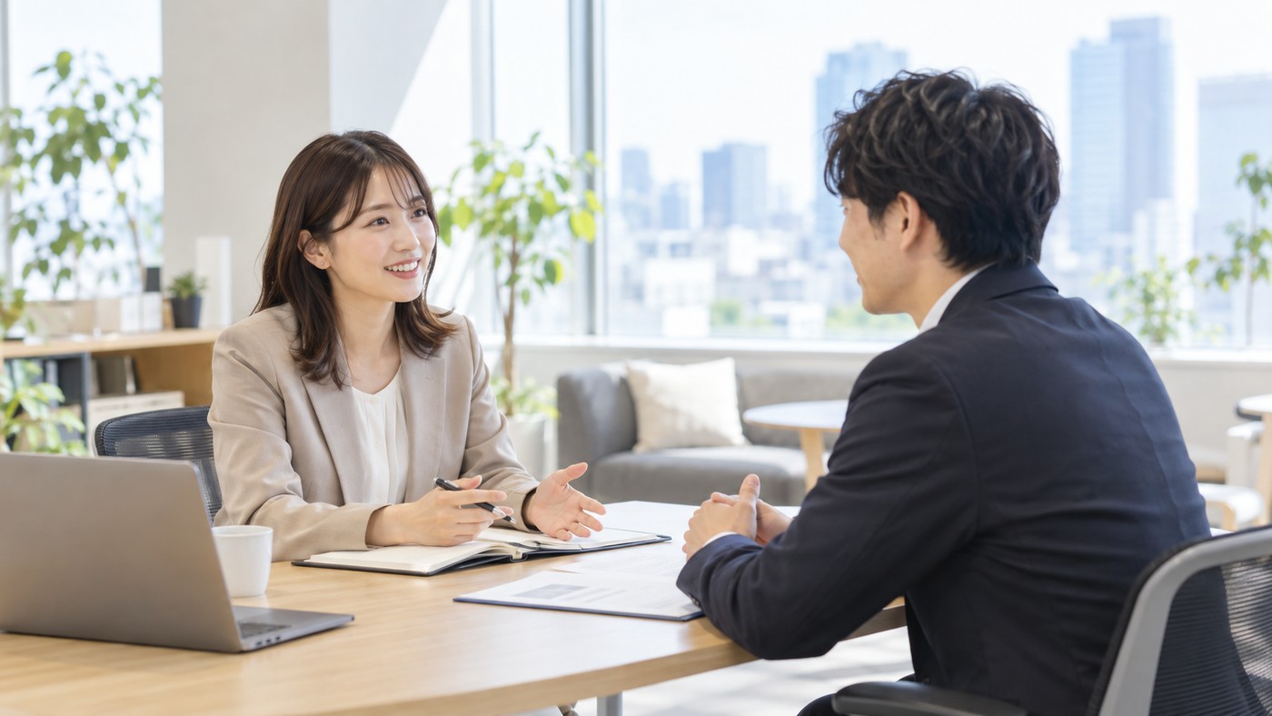 転職エージェントの仕事について相談する様子