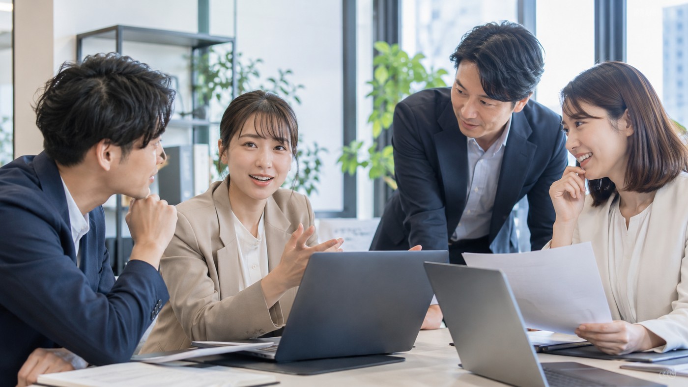 人材業界でチームと協力して仕事を進める様子
