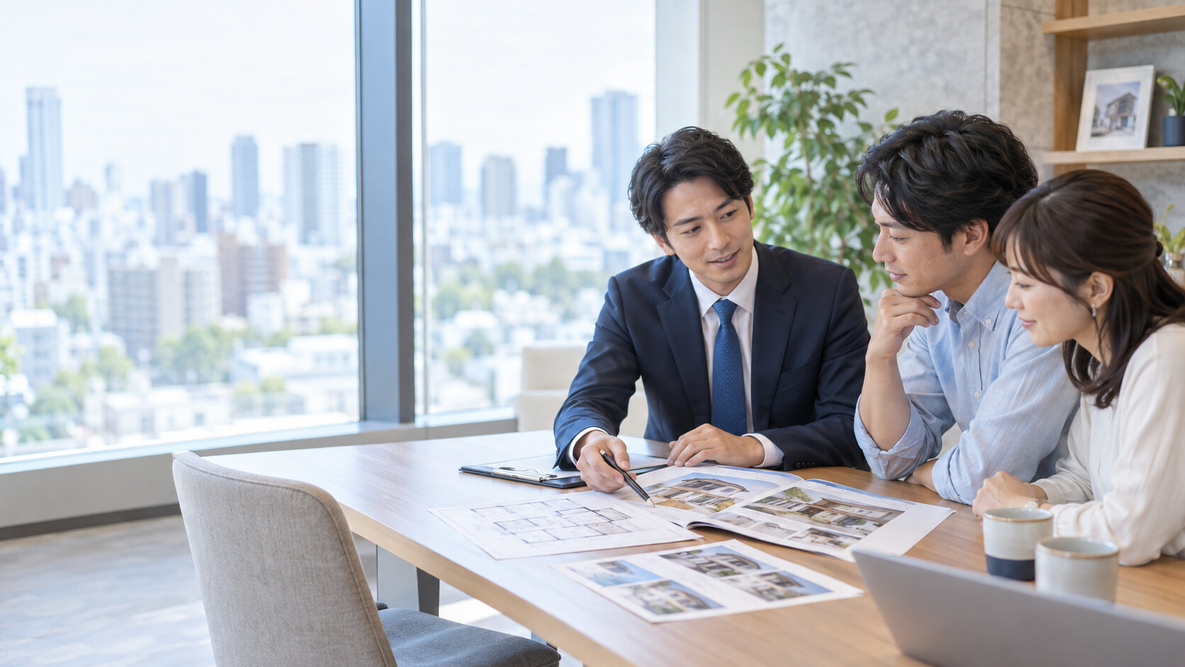 不動産業界の仕事について顧客へ説明する担当者