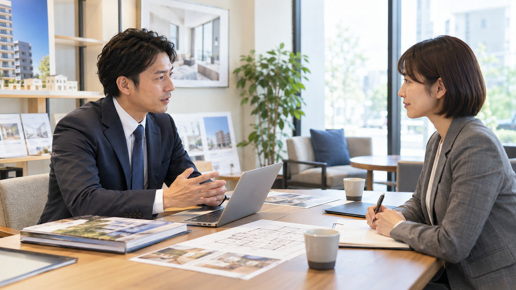 不動産会社の面接で相手の話を丁寧に聞く未経験の応募者