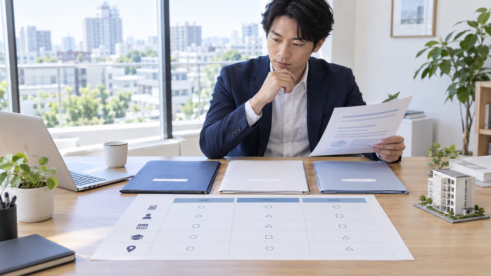 複数の不動産求人を同じ確認項目で比較する転職希望者